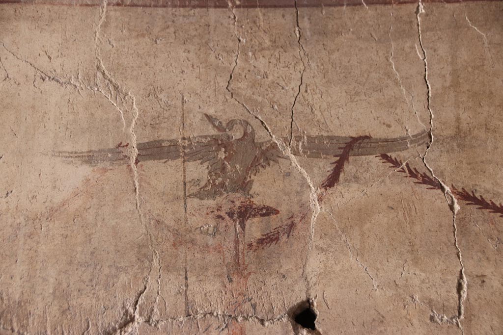 VI.13 Herculaneum. October 2022. Detail of painted decoration on east wall of corridor. Photo courtesy of Klaus Heese.